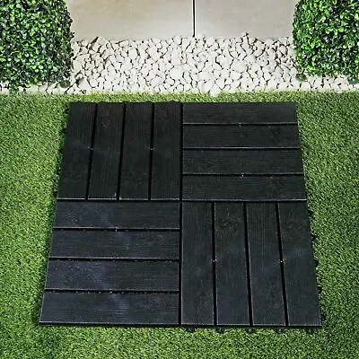 Black Pack Of 4 Tiles For Outdoor Deck Garden Flooring Tiles Board Decking  • £12.99