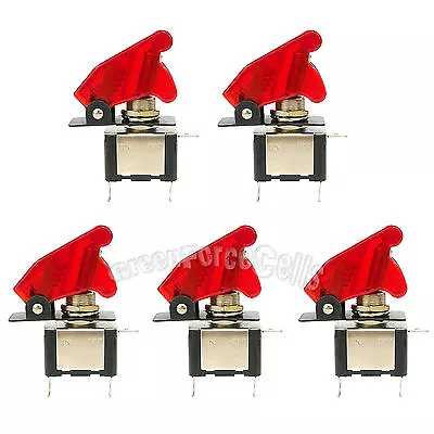 5 Pcs Red LED Missile Toggle Flick Switch DC 12V 20A ON/OFF Car Boat US Stock • $16.38