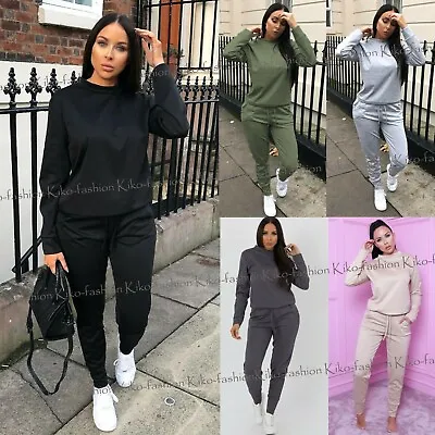 Ladies Long Sleeve Plain Lounge Wear Set Casual Comfy Two Piece Womens Tracksuit • £8.95