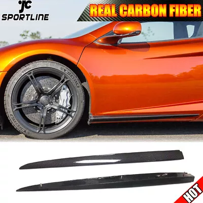 Fits McLaren 650S 14-17 REAL CARBON Door Blades Side Skirt Extension Lip BODYKIT • $1288.19