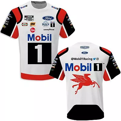 Kevin Harvick 2023 Checkered Flag #4 Mobil 1 Sublimated Uniform Tee FREE SHIP • $40.99