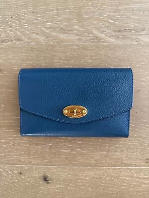 NEW Mulberry Medium Darley Wallet Deep Sea Blue Small Grain Leather • $300