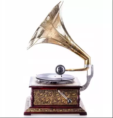 Solid HMV Gramophone Fully Functional Working Fhonograpf Win-up Record Player • $476.88