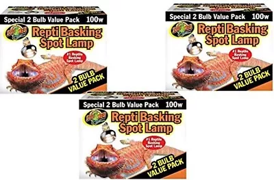 Three 2-packs (6-bulbs Total) Zoo Med 100w Repti Basking Spot Lamp • $37.95