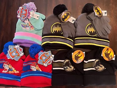 WHOLESALE LOT Kids Beanie Hat & Gloves Mittens Sets 7 Batman Paw Patrol Dinosaur • $18