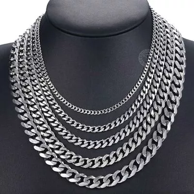 £3.99 • Buy Cuban Chain Necklace Men Women Punk Stainless Steel Curb Link Chain Necklace