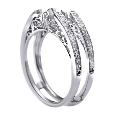 Real Moissanite Wedding Ring Guard Solitaire Enhancer White Gold Plated Silver • $75