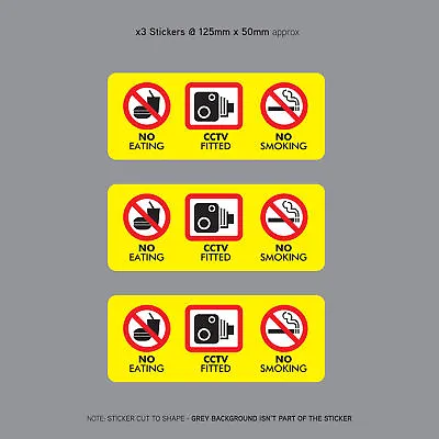 £3.99 • Buy 3 X No Eating Drinking CCTV Fitted Taxi Stickers Minicab Cab Notice - SKU3144