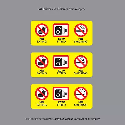 £3.99 • Buy 3 X No Eating Drinking CCTV Fitted Taxi Stickers Minicab Cab Notice - SKU3144