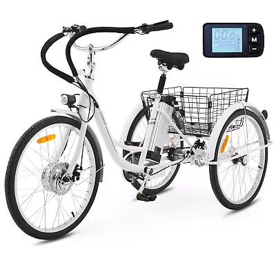 VIRIBUS 350W 24  Adult Electric Tricycle 36V 10AH Lithium Battery With Basket • $591.99