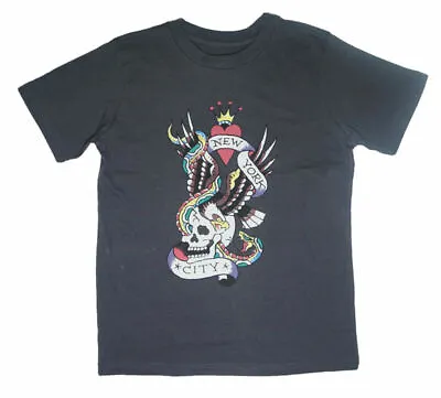 Ed Hardy Big Boy's Faded Black NY City Skull Top Size S M L XL • $17.24