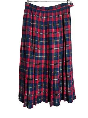 VTG Pendleton Woolen Mills Tartan Plaid Pleated Kilt Skirt Women's 8 Red & Blue • $22.95