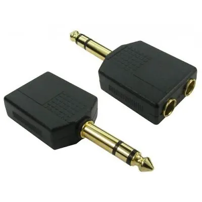 1/4  Cable STEREO Splitter Adapter 1 X 6.35mm Jack Plug To 2 X Female Y Sockets • £3.42