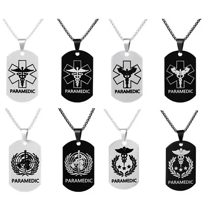 Mens Medical Alert ID Military Army Dog Tag Stainless Steel Pendant Necklace 24  • $10.99