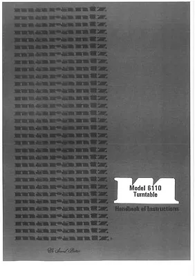 Marantz 6110 Turntable Owners Instruction Manual • $21.99