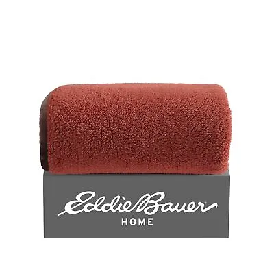 Eddie Bauer Solid Sherpa Deep Orange Throw Blanket-50X60 • $7.99