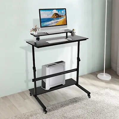 Adjustable Table Cart Computer Mobile Stand Portable Office Laptop Desk Rolling  • $140.60