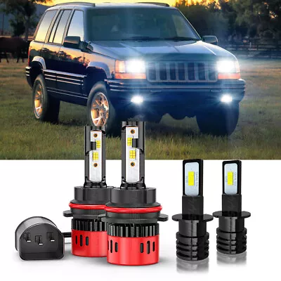 For Jeep Grand Cherokee 1996-1998 LED Headlight Hi/Lo Fog Light Bulbs Combo Kit • $39.99