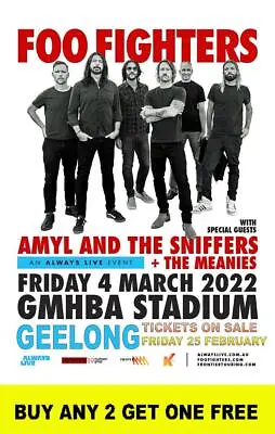 FOO FIGHTERS Geelong 2022  Laminated Australian Tour Poster FREE POSTAGE • $15.95