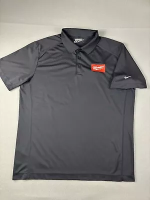 Nike Milwaukee Tools Polo Shirt Mens XL Black Polo Golf Dri Fit Performance • $22.01