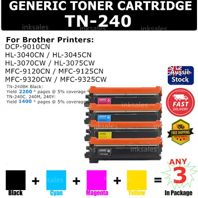 3x Any TN240 TN 240 Toner Cartridge For Brother MFC9120CN HL3040CN HL3045CN HL • $44.30