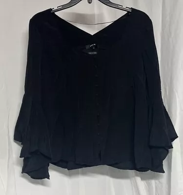 Miss Me Black Long Sleeve Buttoned Top Size M Flare Sleeves • $12.97