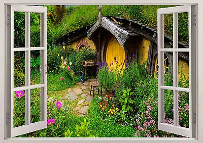 New Cottage Nature Scene Hobbit 3D Effect View Window Sticker Vinyl Poster 386 • £16.49