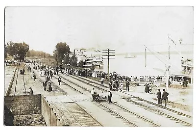 St. Louis MO Missouri 1917 RPPC Postcard Jefferson Barracks Depot Steamboats • $34.99
