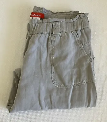 Cartonnier Anthropology Cropped Linen Blend Pants Sz S Tan Elastic Waist Pockets • $17.59