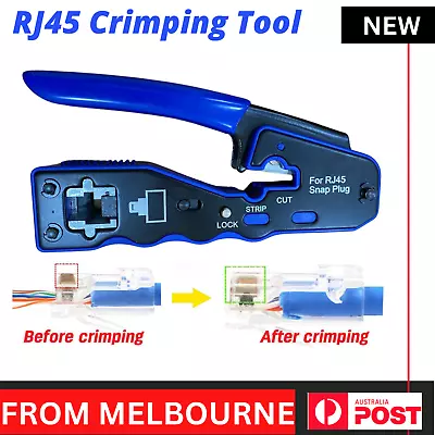 Crimping Tool Network Crimper RJ45 EZ Pass Through For Cat6a 8P8C Cat7 Connector • $28.77