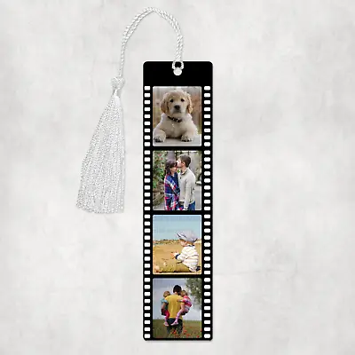 Personalised Aluminium Bookmark 4 Photo Film Strip Mother's Day Gift Movie Reel • £6.64