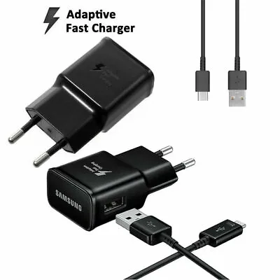 Genuine Samsung Charger 15W Fast Rapid EU Mains Plug USB C Cable In Black • $42.37