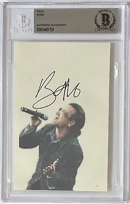 Bono U2 Signed Concert Picture Photograph Print Cut BAS Beckett COA Autographed • $399.99