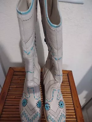 BCB Girls Hannah Montana's Cream Color Cowboy Boots Embellished Size US 6B EU 36 • $35