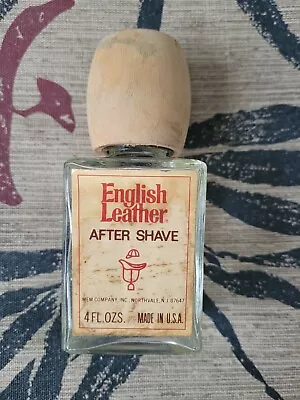 Vintage English Leather After Shave Splash Bottle For Men 4 Oz. Wooden Top • $9.99