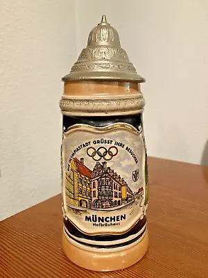 1972 Munich Olympic Games Hofbrauhaus Werner Corzelius Stein With Lid • $24.99