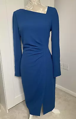 L K Bennett London 'angela' Imperial Blue Smart Long Sleeve Dress Size 10 • £40