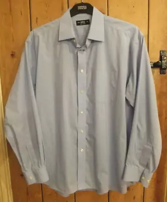 M&s - 16.5 - Non-iron - Long Sleeve - Light Blue - Shirt - With Collar - Xlnt • £4.95