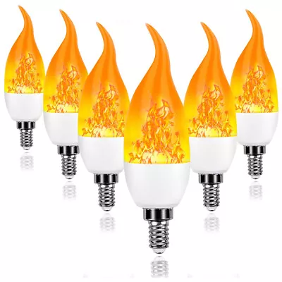 E14 E12 LED Flame Effect Light Bulbs Flicker Candle Bulbs Simulated Decor Lamps • $10.89