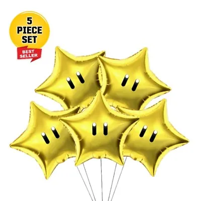 Super Mario Bros Yellow Super Star Balloons Theme Birthday Party Decor • £3.99