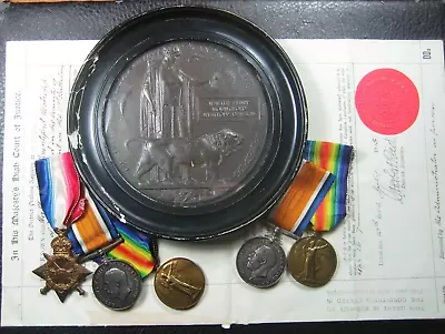 Ww1  Officers Trio & Plaque Kia Ypres 1915 & Brothers Medal Group Cheshire Regt • £799