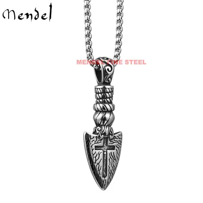 MENDEL Cool Mens Christian Cross Pendant Necklace For Men Stainless Steel • $10.99