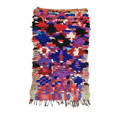 Moroccan Handmade Vintage Rug 2'9x4'9 Berber Abstract Multicolor Cotton Carpet • $231