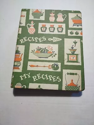 My Recipes Binder Vintage  Filled With Hand Written And Clipped Nat'l Blank Book • $29.99