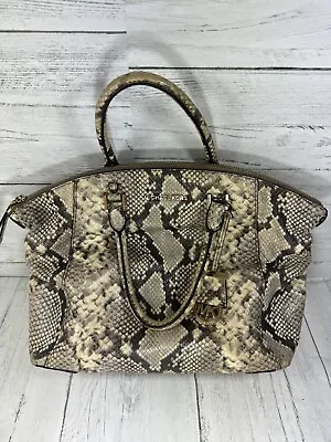 Michael Kors Riley Beige Python Embossed Leather Satchel Shoulder Bag Tote • $65