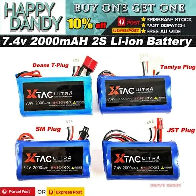 Li-ion Battery 7.4v 2000mAH 2S Deans T-Plug JST Tamiya SM For RC Toys Truck Car • $26.95