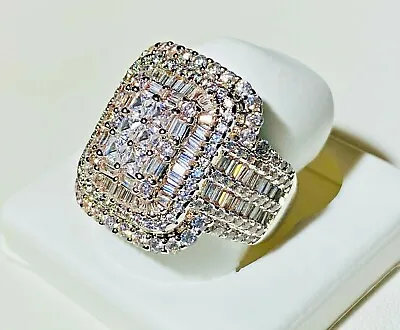 Men's Iced 1.2ct CZ Icy Square Pinky RING White Gold Finish ICY Pinkie Size 6-12 • $33.99