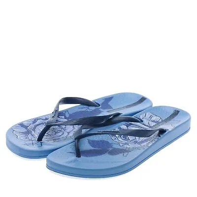 Women's Sandals Ipanema Anatomic Blossom Slip On Flip Flops In Blue • £19.99