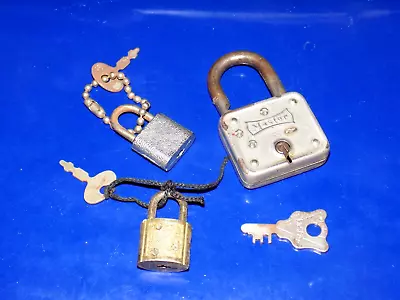 Lot Of Three Locks - Vintage Master #55 Padlock & Two Mini Locks W/Working Keys • $12