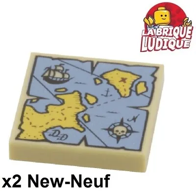 LEGO 2x Tile Decorated 2x2 Map Card Treasure Pirate X Beige/Tan 3068bpb0929 New • $3.08